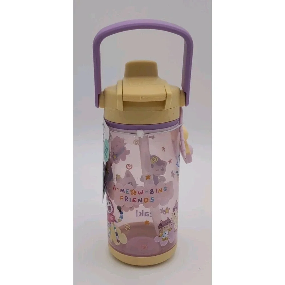 Zak Designs 16oz Beacon Gabbys Dollhouse Straw Bottle Fun Popper New With Tag
